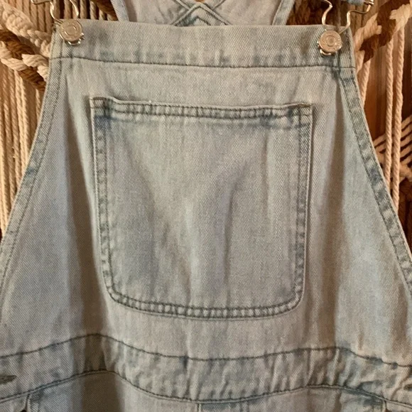Pacsun Faded  Distressed Light Blue Overalls Size Medium - Picture 2 of 8